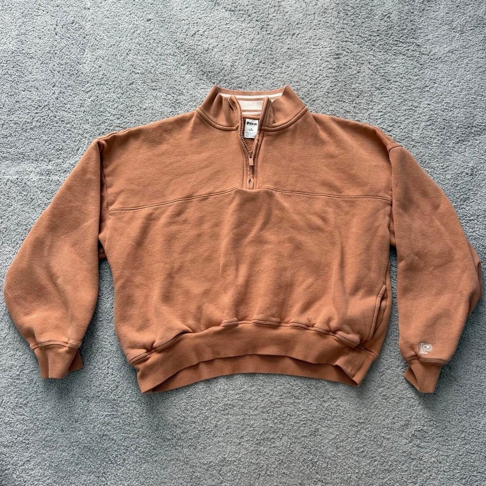 Victoria's Secret PINK Orange Quarter Zip, Size M